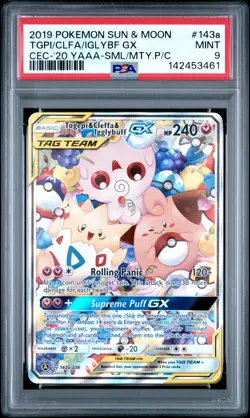 2019 POKEMON SUN & MOON COSMIC ECLIPSE TOGEPI & CLEFFA & IGGLYBUFF GX PSA 9 - Image 1