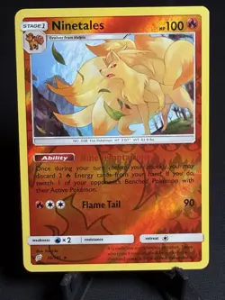 Pokemon TCG Ninetales 16/181 SM Team Up Reverse Holo Rare NM - Image 1