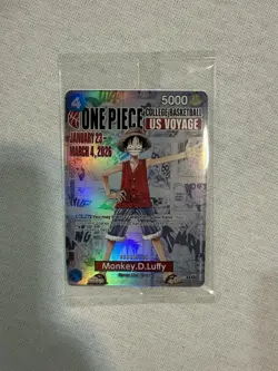 One Piece Monkey D Luffy US Voyage College Basketball Promo Card (Mint - Sealed) - Image 1