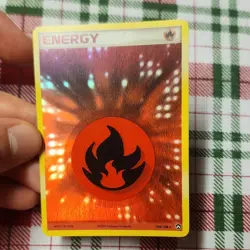 Pokemon TCG Fire Energy Holo Card 104/108 - Image 1