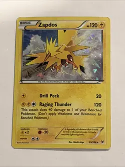 Heavy Play Zapdos 23/108 Cracked Ice HoloXY Roaring Skies Promo Pokemon TCG Card - Image 1