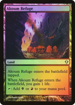Zendikar MTG Foil Akoum Refuge Magic - Image 1