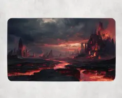 Volcanic Wasteland MTG Playmat - Lava River Hellscape Commander Game Mat - Image 1