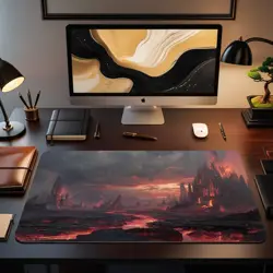 Volcanic Wasteland MTG Playmat - Lava River Hellscape Commander Game Mat - Image 2