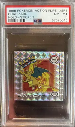 1999 Pokemon Action Flipz #SR3 Charizard Holo Sticker - PSA 8 - Image 1
