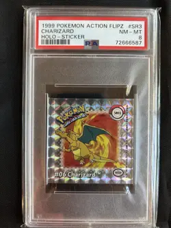 1999 Pokemon Action Flipz #SR3 Charizard Holo Sticker - PSA 8 - Image 3