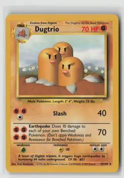 DUGTRIO 19/102 BASE SET NON HOLO RARE POKEMON TCG LP - Image 1