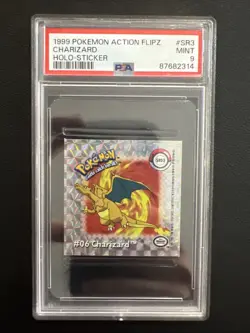 1999 Pokemon Action Flipz #SR3 Charizard Holo-Sticker PSA 9 MINT - Image 1