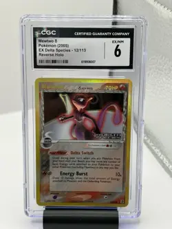 2005 Pokemon Mewtwo Reverse Holo EX Delta Species 12/113 CGC 6 EX/NM - Image 1