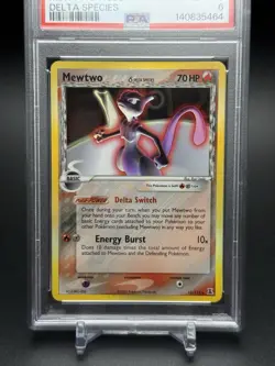 2005 Pokemon EX Delta Species Mewtwo Holo #12 Fire/Steel Ex-Mint PSA 6 LOW POP - Image 2