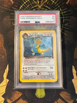 Pokemon Dark Dragonite 5/82 Team Rocket Vintage Holo PSA 5 - Image 3