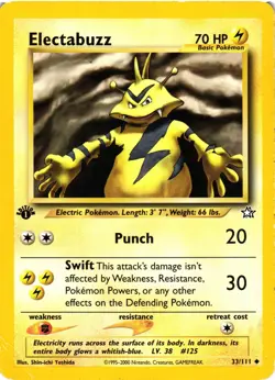 Pokemon TCG Electabuzz 33/111 1st Edition Neo Genesis Regular DMG - Image 1