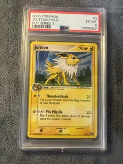 Pokemon Jolteon TCG 3/17 Rare Holo Pop Series PSA - Image 1