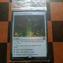 Mtg Staff Of Compleation FOIL Sealed Prerelease Promo Magic Card Mythic Rare - Image 1
