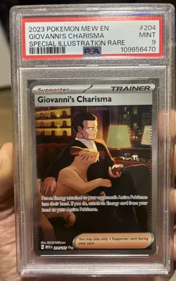 Pokemon TCG Giovanni's Charisma Card 204/165 Scarlet & Violet 151 PSA 9 Sir - Image 1