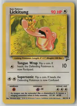Lickitung 48/130 Pokemon Base Set 2 Uncommon Moderately Played Card (MP) - Image 1