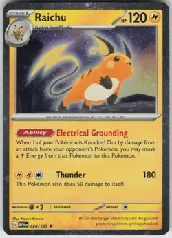 Pokemon Raichu (Cosmos Holo) Rare Miscellaneous Cards & Products 026/165 NM - Image 1