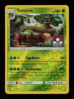 Torterra 9/156 Reverse Holo Pokemon League Stamped Promo Pokemon Card - Image 1
