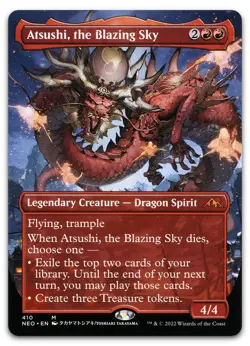 Atsushi, the Blazing Sky (Borderless) #410 NM Kamigawa Neon Dynasty Magic MTG - Image 1
