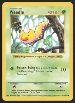 Pokemon TCG | Weedle 69/102 | Common | Base Set | Shadowless Lightly Played - Image 2