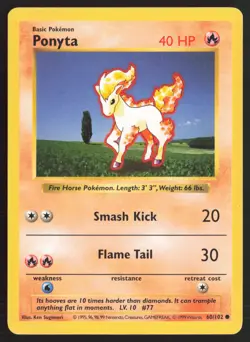 Pokemon TCG | Ponyta 60/102 | Common | Base Set | Shadowless Lightly Played - Image 2