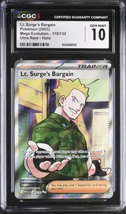 Lt. Surge's Bargain *CGC 10* Ultra Rare *Mega Evolution* #170 *2025* Pokemon - Image 1