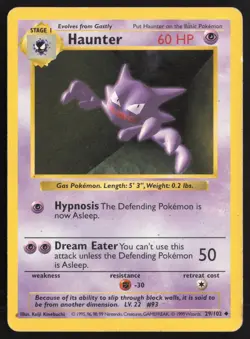 Pokemon TCG | Haunter 29/102 | Uncommon | Base Set | Shadowless MP - Image 2