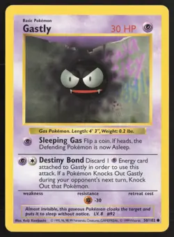 Pokemon TCG | Gastly 50/102 | Common | Base Set | Shadowless Lightly Played - Image 2