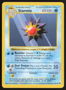Pokemon TCG | Starmie 64/102 | Common | Base Set | Shadowless Lightly Played - Image 2