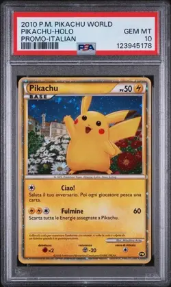 2010 POKEMON WORLD COLLECTION PROMO ITALIAN-DO NOT USE PIKACHU-HOLO PSA 10 - Image 1
