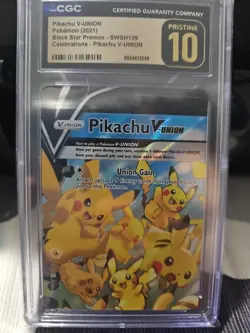 Pikachu V-UNION CGC 10 Pristine Celebrations SWSH139 Pokemon Black Star Promo - Image 1