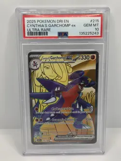 2025 POKEMON DRI EN-DESTINED RIVALS ULTRA RARE #215 CYNTHIA'S GARCHOMP EX PSA 10 - Image 1