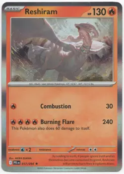 Reshiram holo rare #017/094 Pokemon Phantasmal Flames lightly played - Image 1