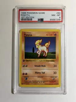 1999 POKEMON BASE SET 1ST EDITION #60 PONYTA SHADOWLESS PSA 8 - Image 1