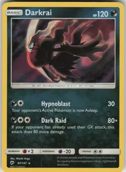 Pokemon Darkrai Holo Rare SM - Burning Shadows 87/147 NM - Image 1