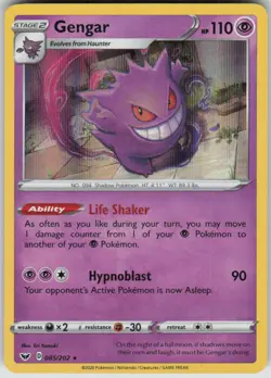 Pokemon Gengar Holo Rare SWSH01: Sword & Shield Base Set 085/202 NM - Image 1