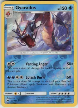 Pokemon Gyarados Holo Rare SM - Burning Shadows 33/147 NM - Image 1