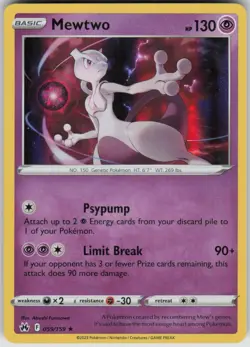 Pokemon Mewtwo Holo Rare Crown Zenith 059/159 NM - Image 1