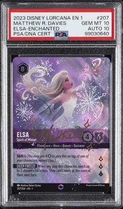 DISNEY LORCANA ENCHANTED ELSA SPIRIT OF WINTER PSA 10 MATTHEW R. DAVIES AUTO 10 - Image 1