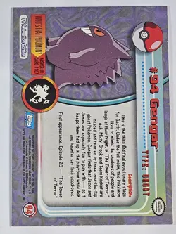 Gengar #94 Blue Logo Topps 1998 Nintendo Pokemon CCG Card Non Foil - NM - Image 2