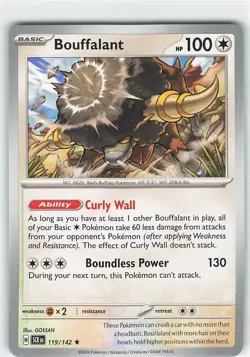 Pokemon Steller Crown NON Holo Rare Bouffalant - 119/142 - DECK EXCLUSIVE - Image 1