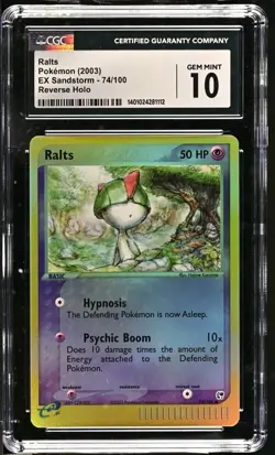 CGC 10 Ralts Reverse Holo EX Sandstorm 2003 Pokemon Card 74/100 - Image 1
