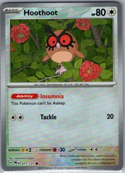 Hoothoot 077/131 (Master Ball) SV: Prismatic Evolutions - Pokemon Card - NM - Image 1