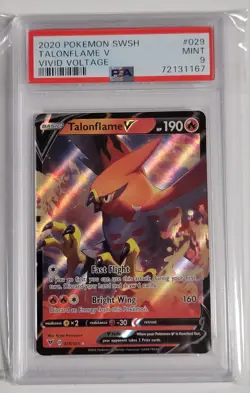 2020 Pokemon Sword & Shield Vivid Voltage #029 Talonflame V PSA 9 Mint Hp 190 - Image 1