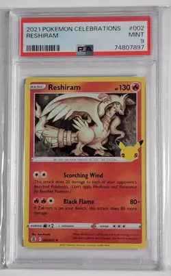 2021 Pokemon SWSH Celebrations Reshiram #002/025 PSA 9 - Image 1