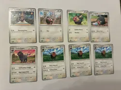 Lot Of 8 Lechonk and Oinkologne Pokemon Cards - Image 1