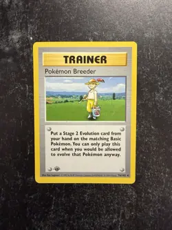 1st Edition Pokemon Breeder Base Set 76/102 Non-Holo Rare WOTC 1999 NM - Image 1