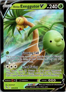 Alolan Exeggutor V Ultra Rare Pokemon GO 005/078 NM - Image 1