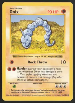Pokemon TCG | Onix 56/102 | Common | Base Set | Shadowless Lightly Played - Image 2
