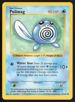Pokemon TCG | Poliwag 59/102 | Common | Base Set | Shadowless Lightly Played - Image 2